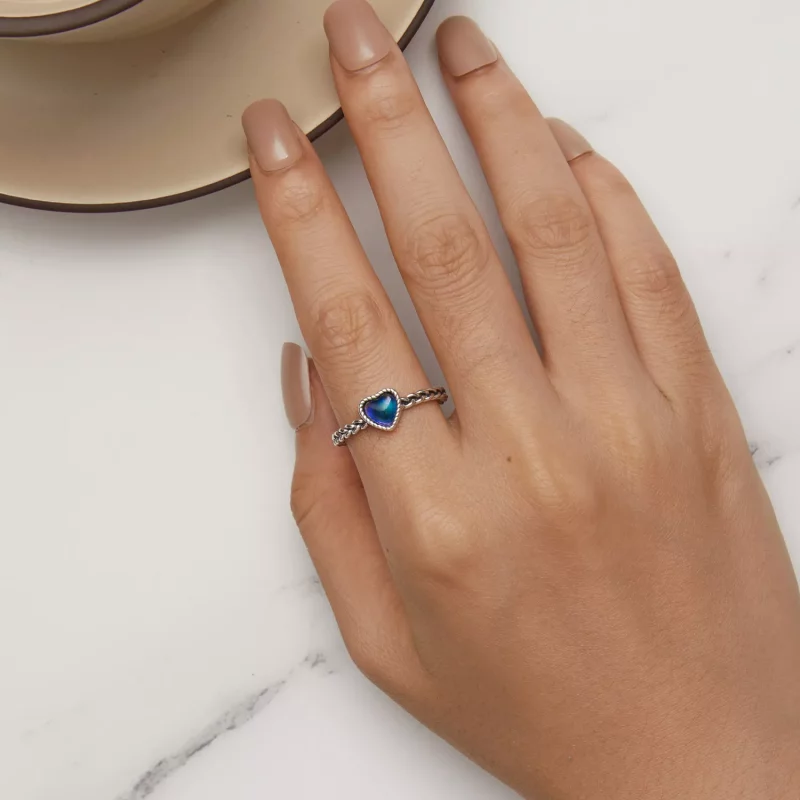 (imagen para) Anillo en forma de corazón con un sencillo giro al estilo Pandora - SCR956 - Ver 8