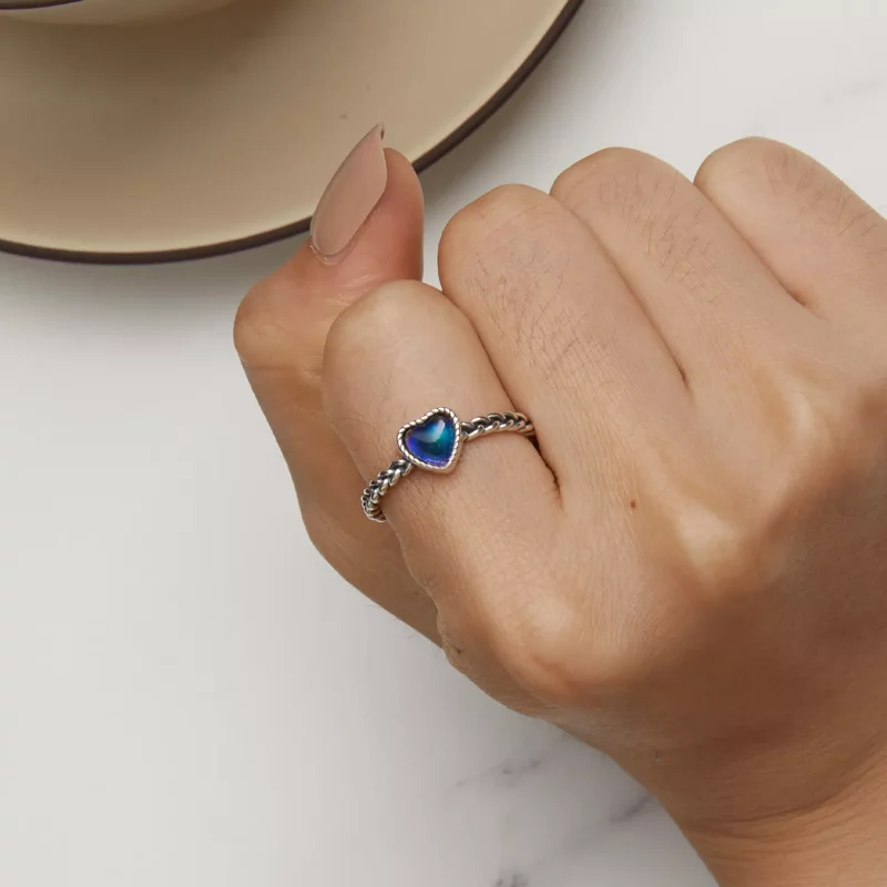 (imagen para) Anillo en forma de corazón con un sencillo giro al estilo Pandora - SCR956 - Ver 9