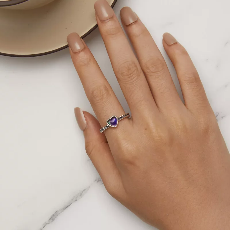 (imagen para) Anillo en forma de corazón con un sencillo giro al estilo Pandora - SCR956 - Ver 10