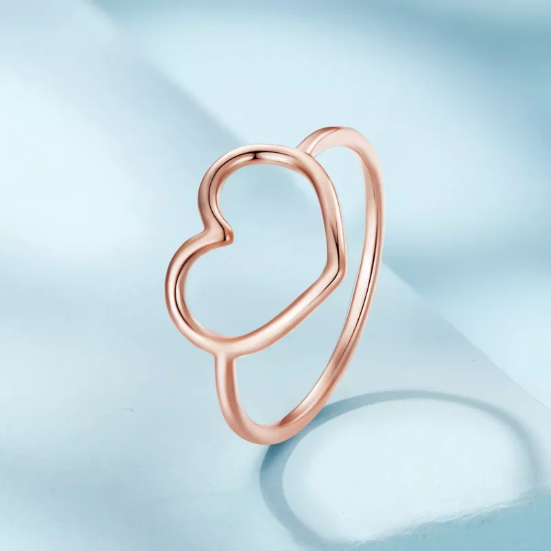 (imagen para) Anillo en forma de corazón estilo Pandora en oro rosa - SCR641-C - Ver 2