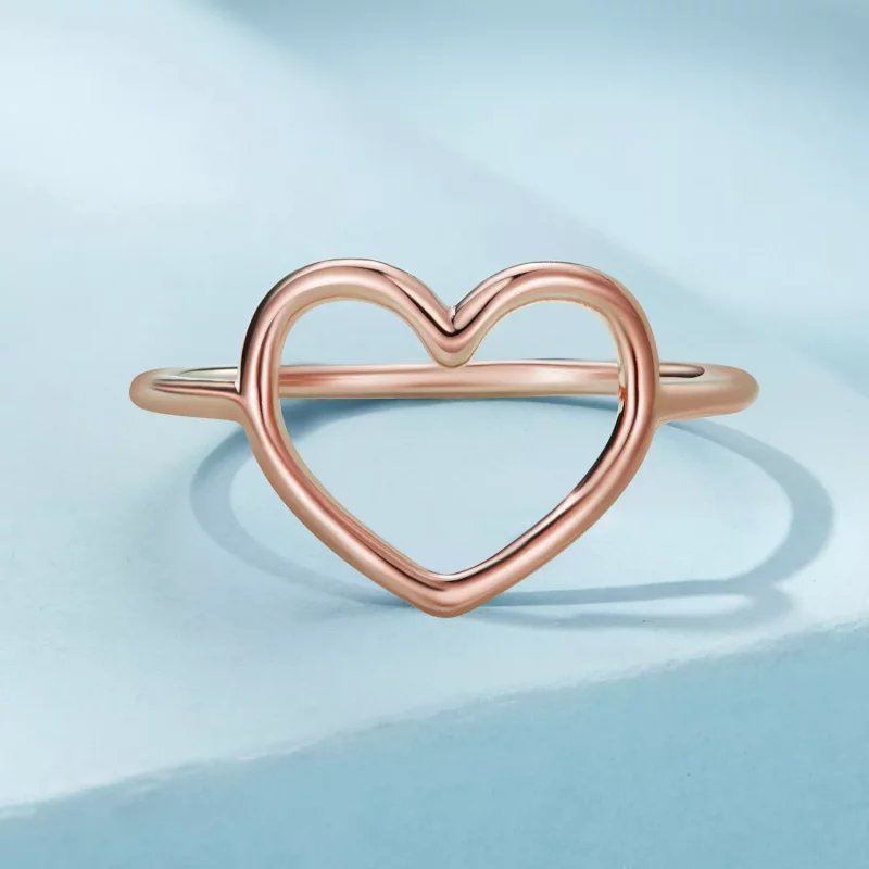 (imagen para) Anillo en forma de corazón estilo Pandora en oro rosa - SCR641-C - Ver 3