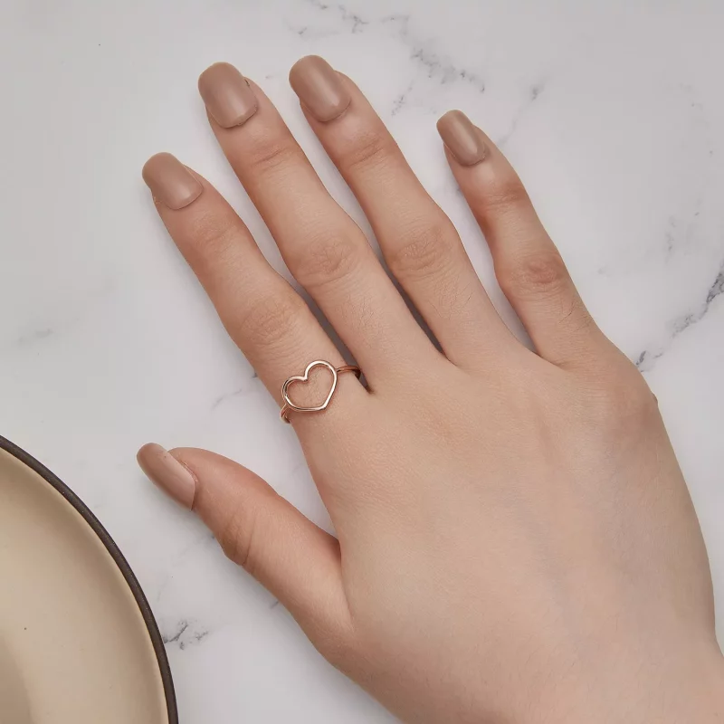 (imagen para) Anillo en forma de corazón estilo Pandora en oro rosa - SCR641-C - Ver 6