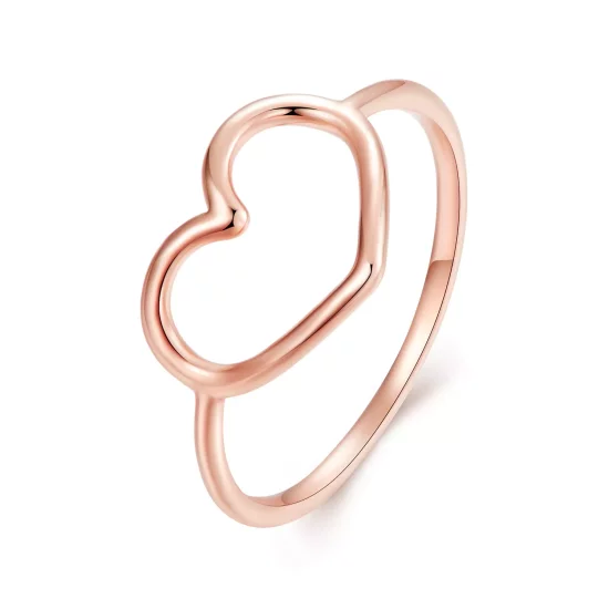 (imagen para) Anillo en forma de corazón estilo Pandora en oro rosa - SCR641-C