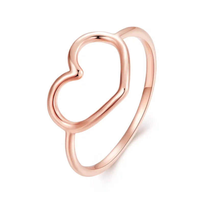 (imagen para) Anillo en forma de corazón estilo Pandora en oro rosa - SCR641-C