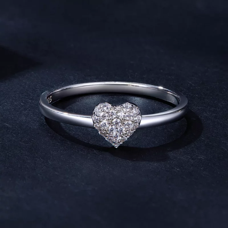 (imagen para) Anillo en forma de corazón estilo Pandora (Un Certificado) - MSR038 - Ver 3