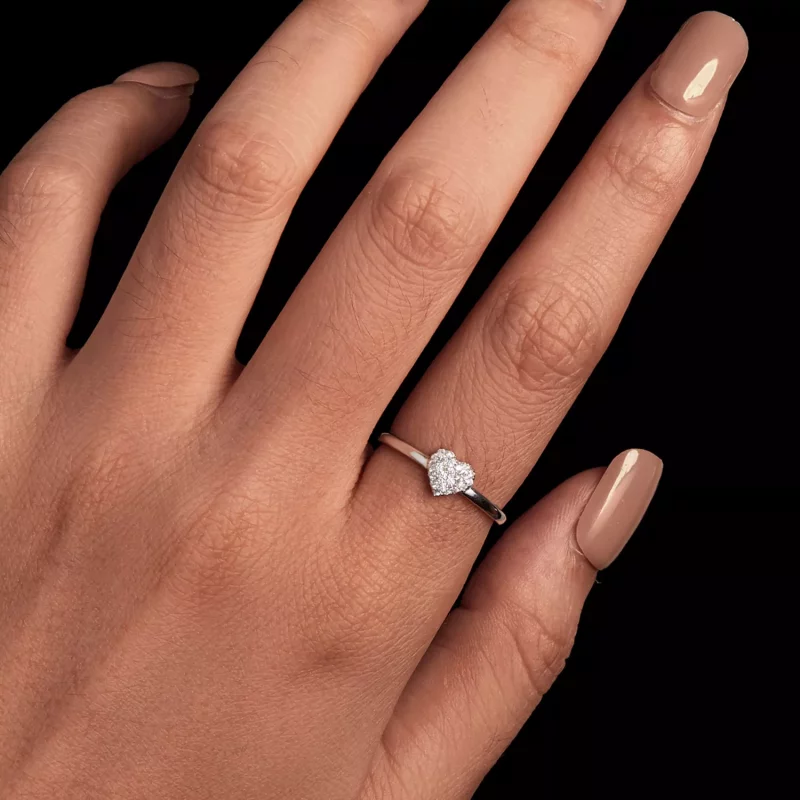 (imagen para) Anillo en forma de corazón estilo Pandora (Un Certificado) - MSR038 - Ver 4