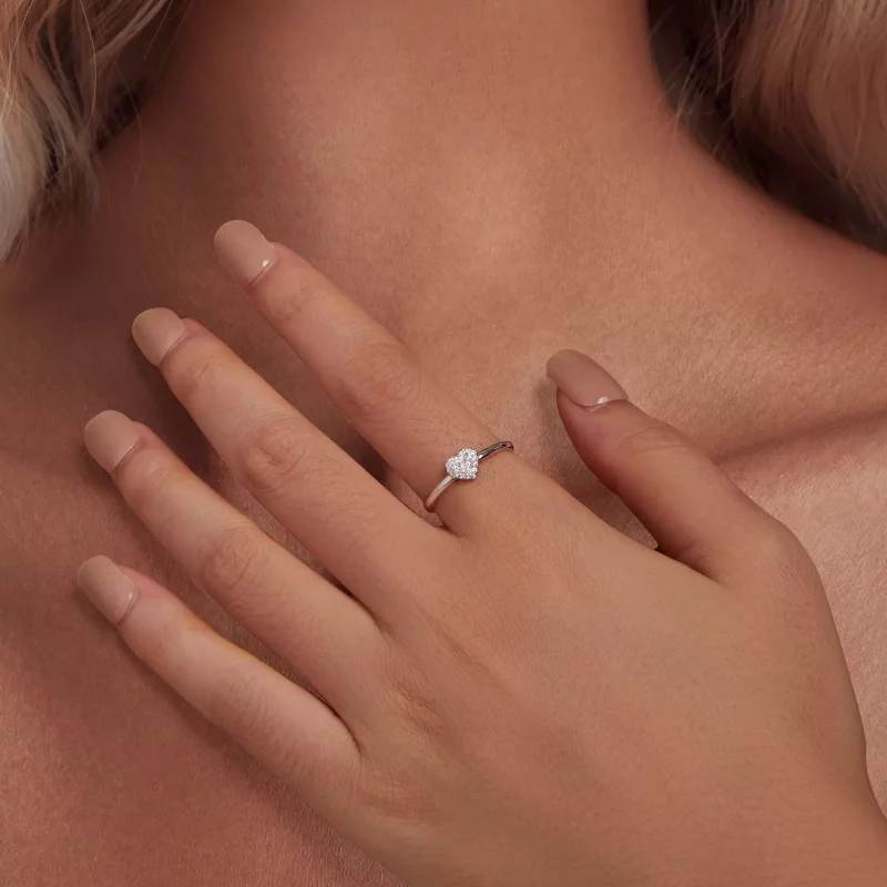 (imagen para) Anillo en forma de corazón estilo Pandora (Un Certificado) - MSR038 - Ver 5