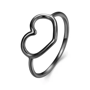 (imagen para) Anillo en forma de corazón negro estilo Pandora - SCR641-D