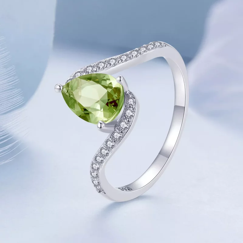 (imagen para) Anillo en forma de pera estilo Pandora con piedra de color - BSR480 - Ver 3