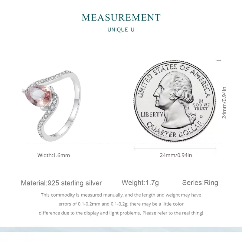 (imagen para) Anillo en forma de pera estilo Pandora con piedra de color - BSR480 - Ver 7