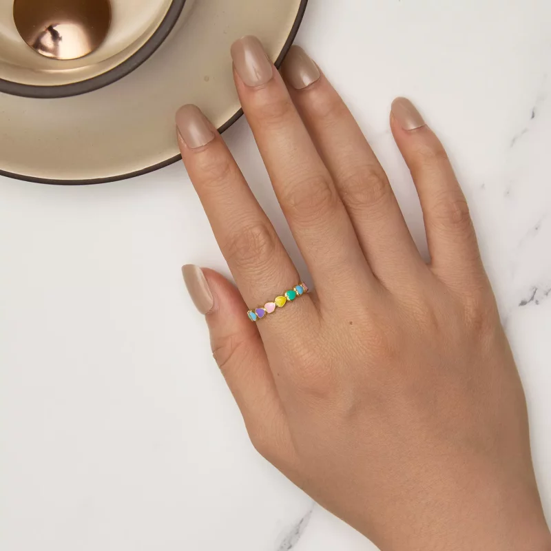 (imagen para) Anillo estilo Pandora con corazón arcoíris - SCR444-B - Ver 5