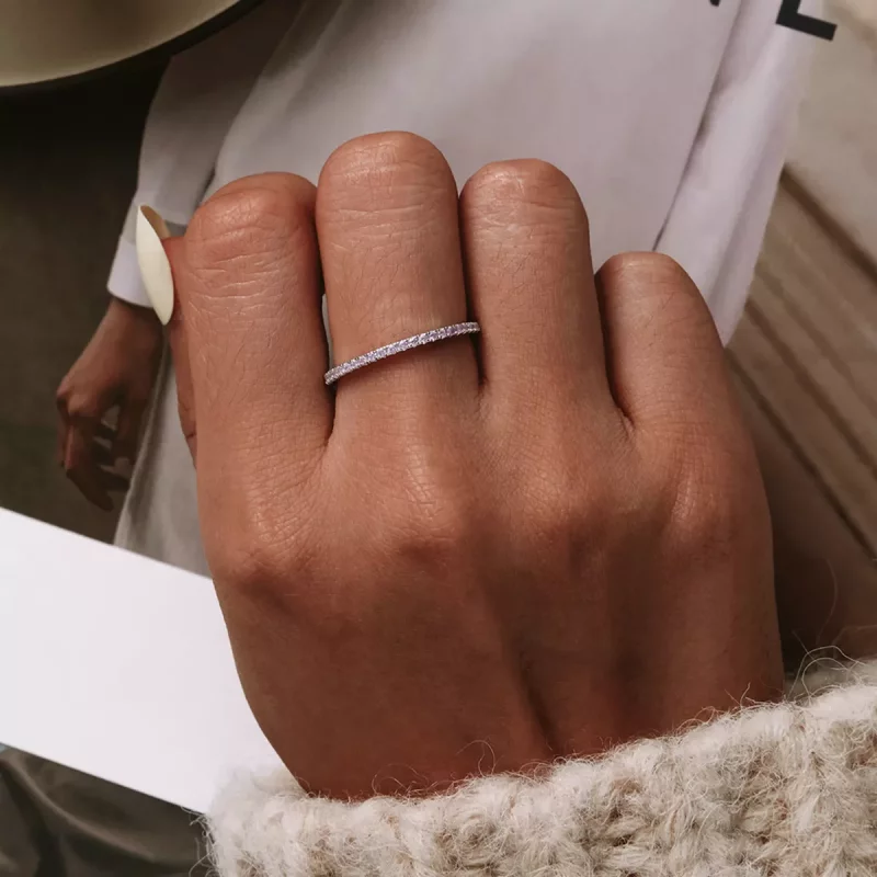 (imagen para) Anillo estilo Pandora con diamante rosa - SCR066-J - Ver 2