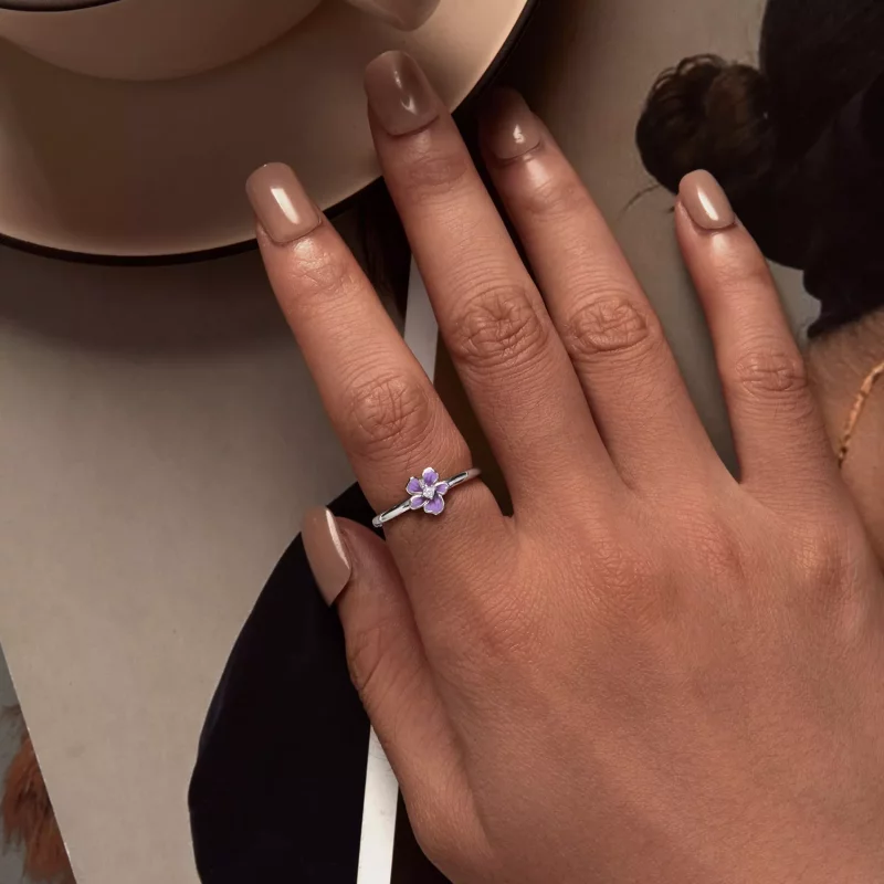 (imagen para) Anillo estilo Pandora con flores moradas - SCR976-E - Ver 5