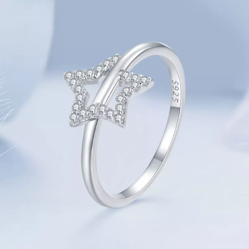 (imagen para) Anillo estilo Pandora con forma de estrella - BSR450 - Ver 2