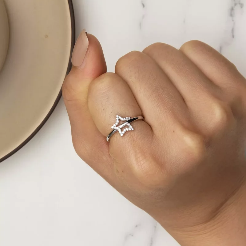(imagen para) Anillo estilo Pandora con forma de estrella - BSR450 - Ver 6