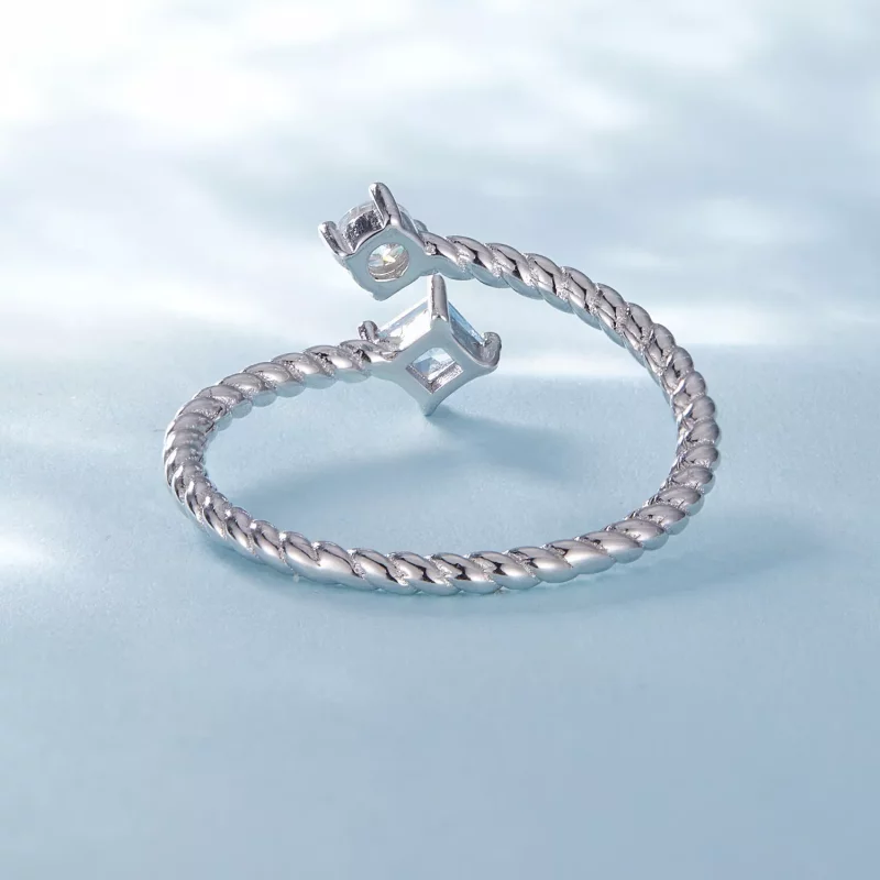(imagen para) Anillo estilo Pandora con giro azul - SCR923 - Ver 4