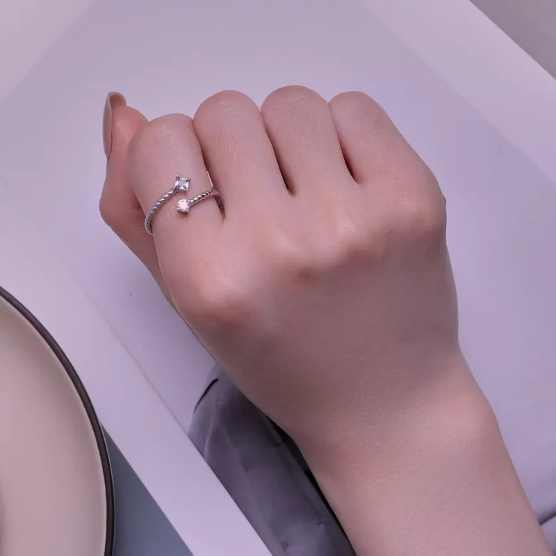 (imagen para) Anillo estilo Pandora con giro azul - SCR923 - Ver 7