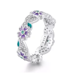 Anillo estilo Pandora con guirnalda morada - BSR492 (imagen para) Anillo estilo Pandora con guirnalda morada - BSR492