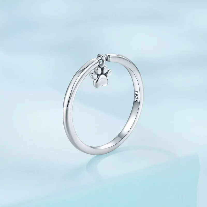 (imagen para) Anillo estilo Pandora con huella de perro - SCR892 - Ver 3