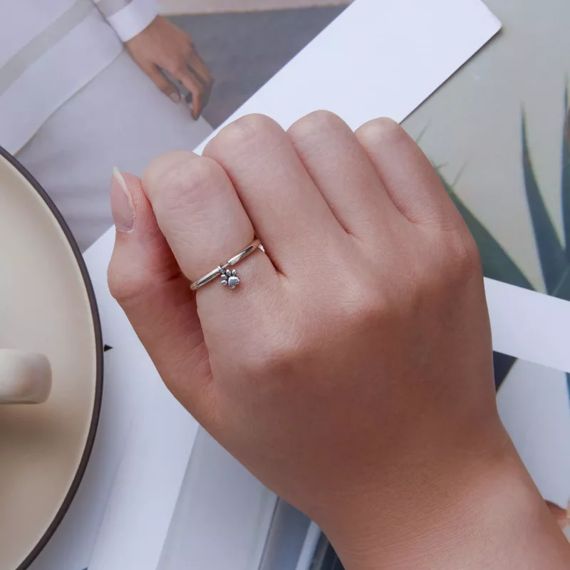 (imagen para) Anillo estilo Pandora con huella de perro - SCR892 - Ver 7