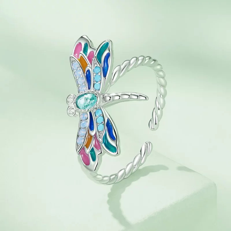 (imagen para) Anillo estilo Pandora con libélula - BSR385 - Ver 2