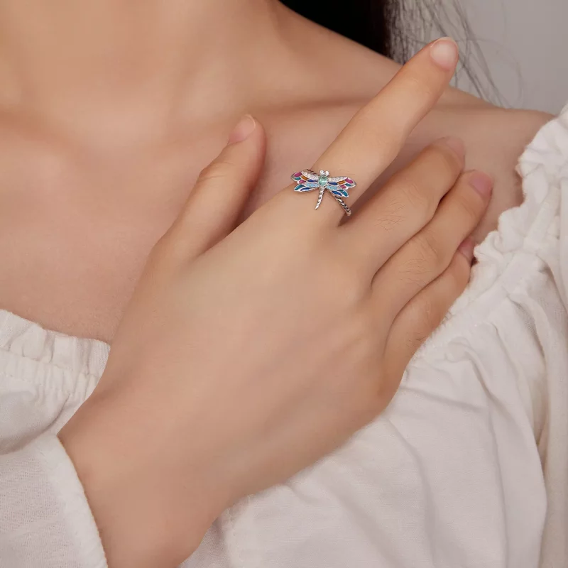 (imagen para) Anillo estilo Pandora con libélula - BSR385 - Ver 4