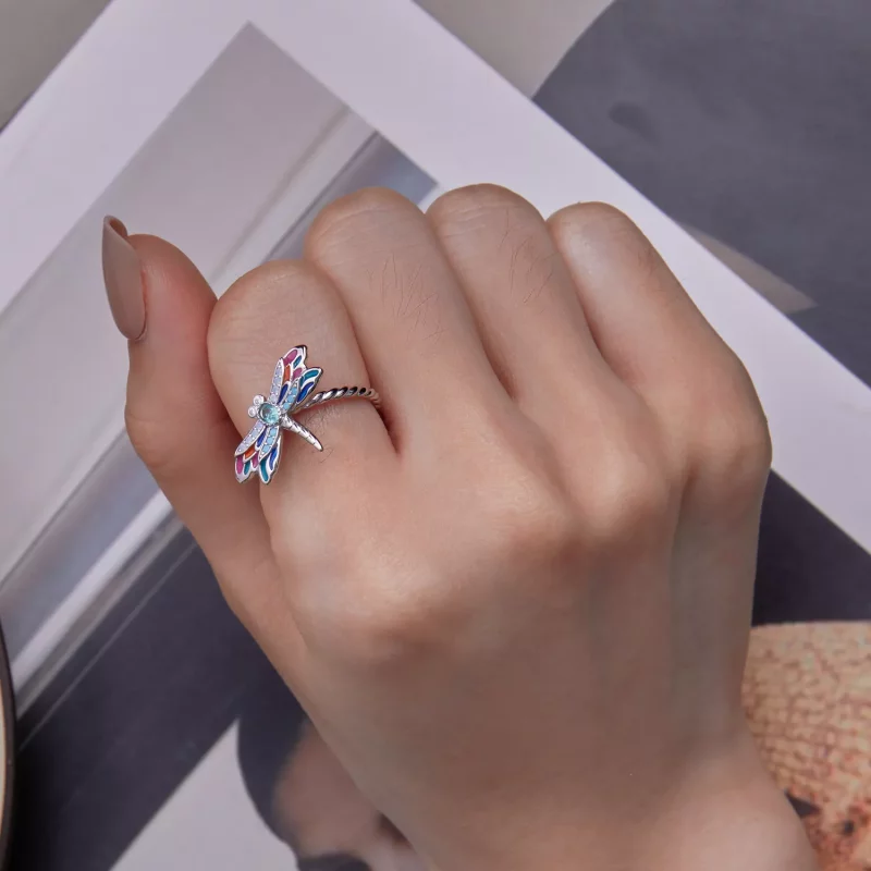 (imagen para) Anillo estilo Pandora con libélula - BSR385 - Ver 7