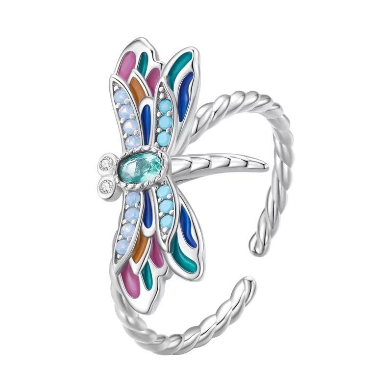 (imagen para) Anillo estilo Pandora con libélula - BSR385