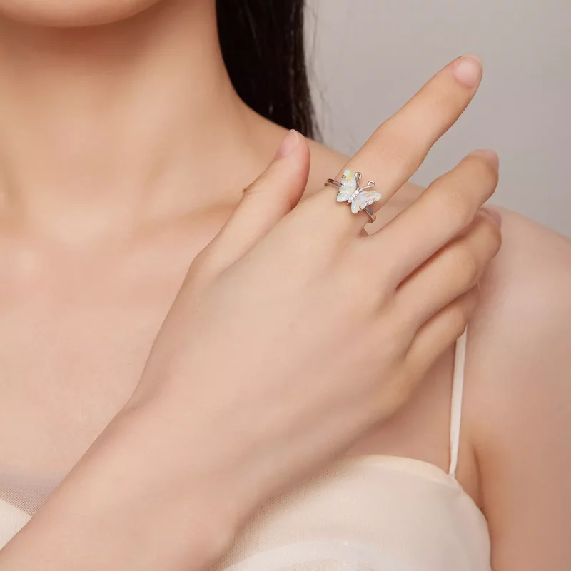 (imagen para) Anillo estilo Pandora con mariposa de la sinfonía - SCR912 - Ver 4