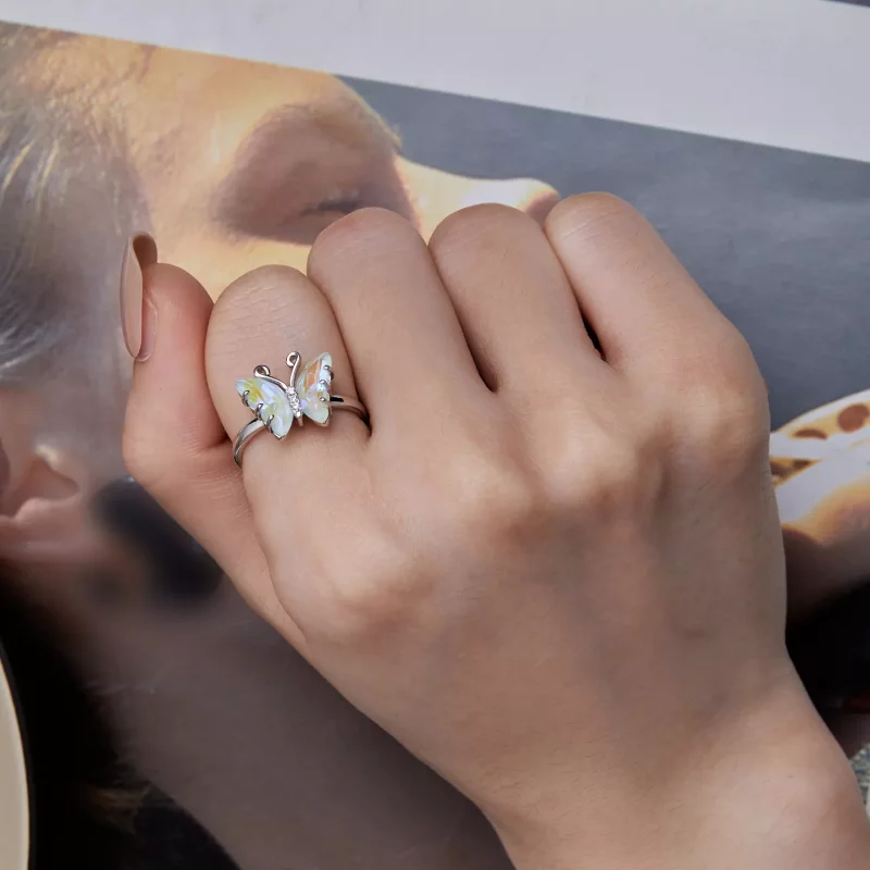 (imagen para) Anillo estilo Pandora con mariposa de la sinfonía - SCR912 - Ver 6