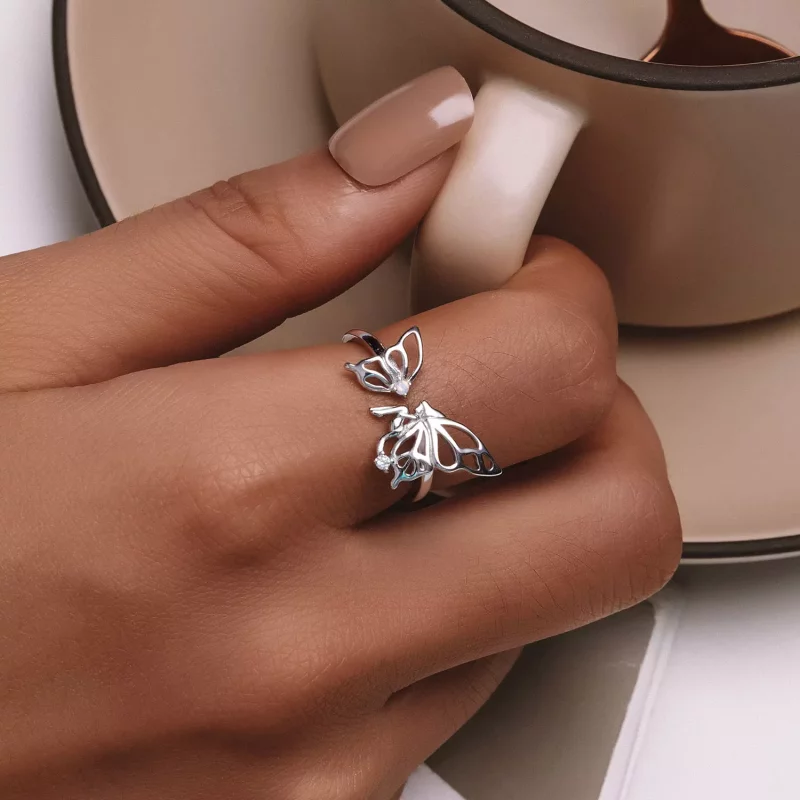 (imagen para) Anillo estilo Pandora con mariposa y elfo - BSR484-E - Ver 6