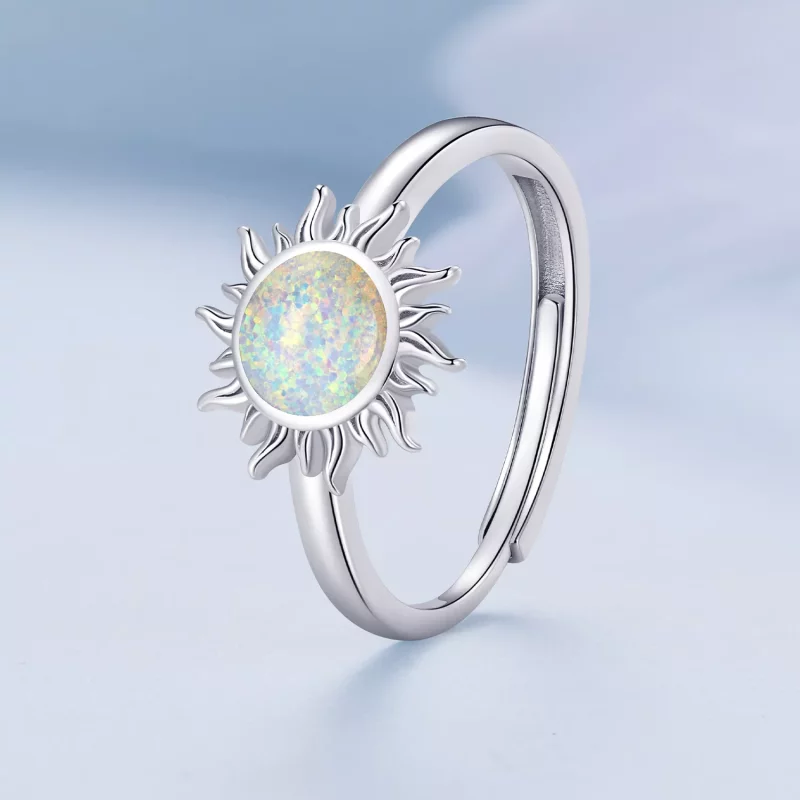(imagen para) Anillo estilo Pandora con opalos en forma de sol - BSR398 - Ver 2