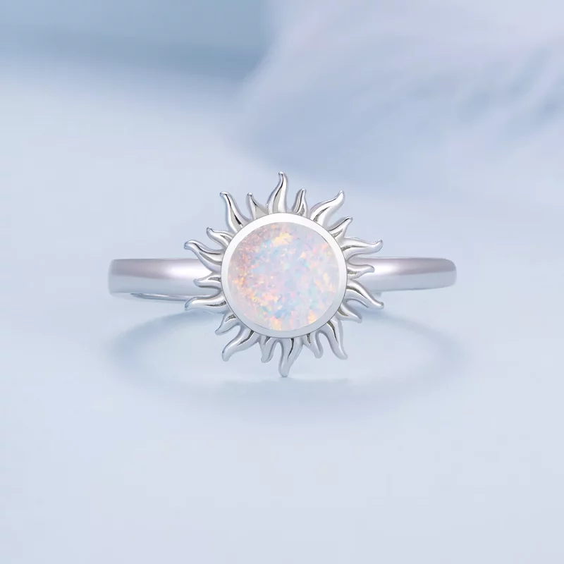 (imagen para) Anillo estilo Pandora con opalos en forma de sol - BSR398 - Ver 3