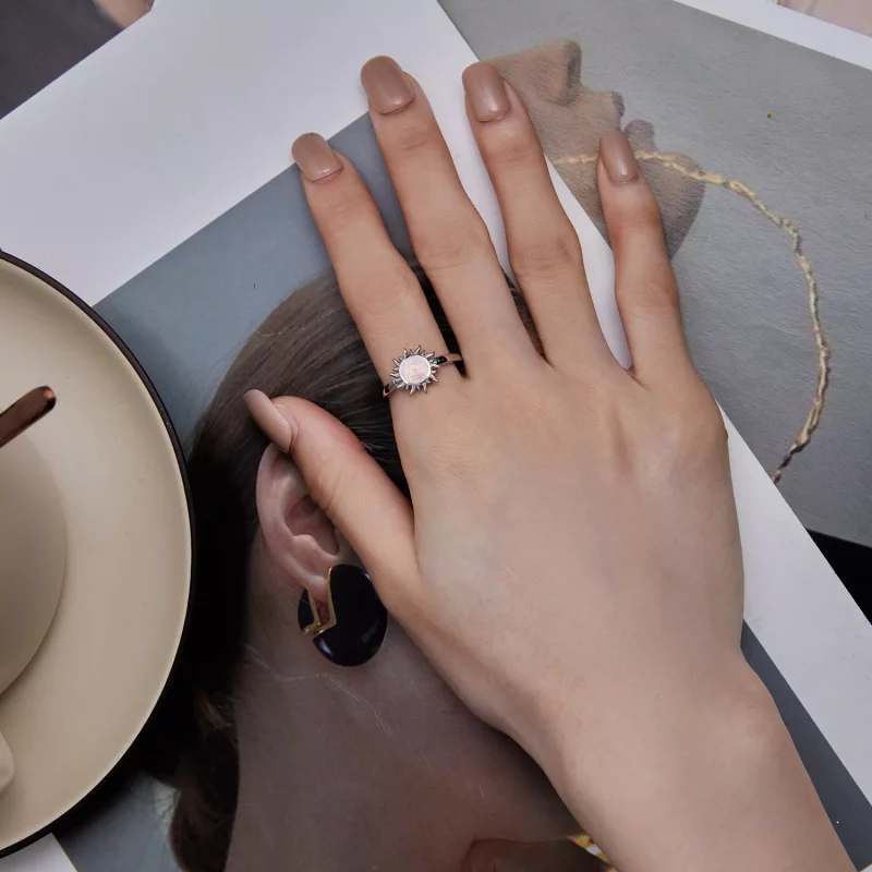 (imagen para) Anillo estilo Pandora con opalos en forma de sol - BSR398 - Ver 5
