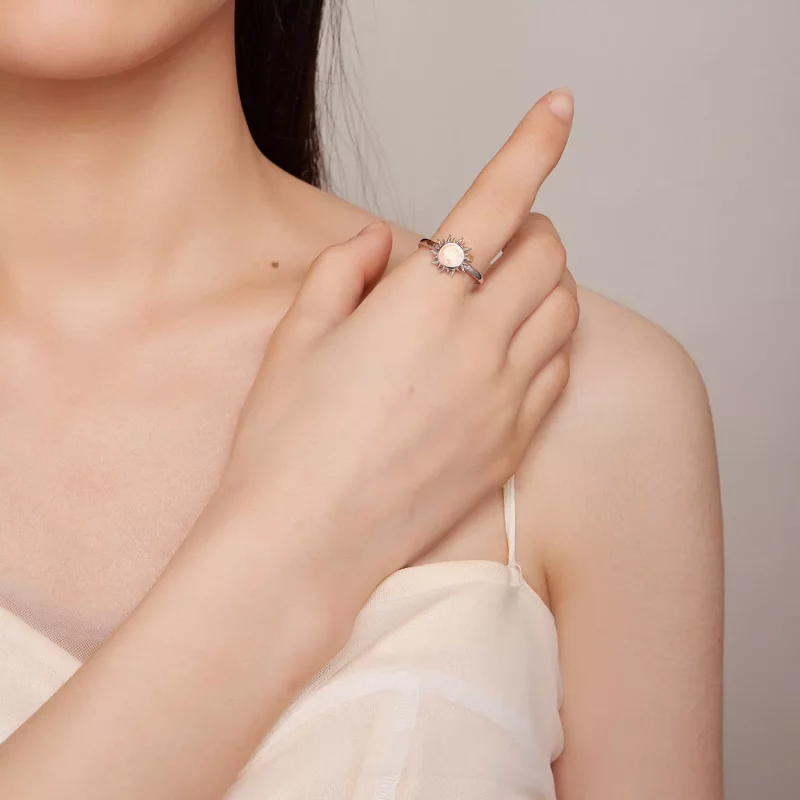(imagen para) Anillo estilo Pandora con opalos en forma de sol - BSR398 - Ver 6
