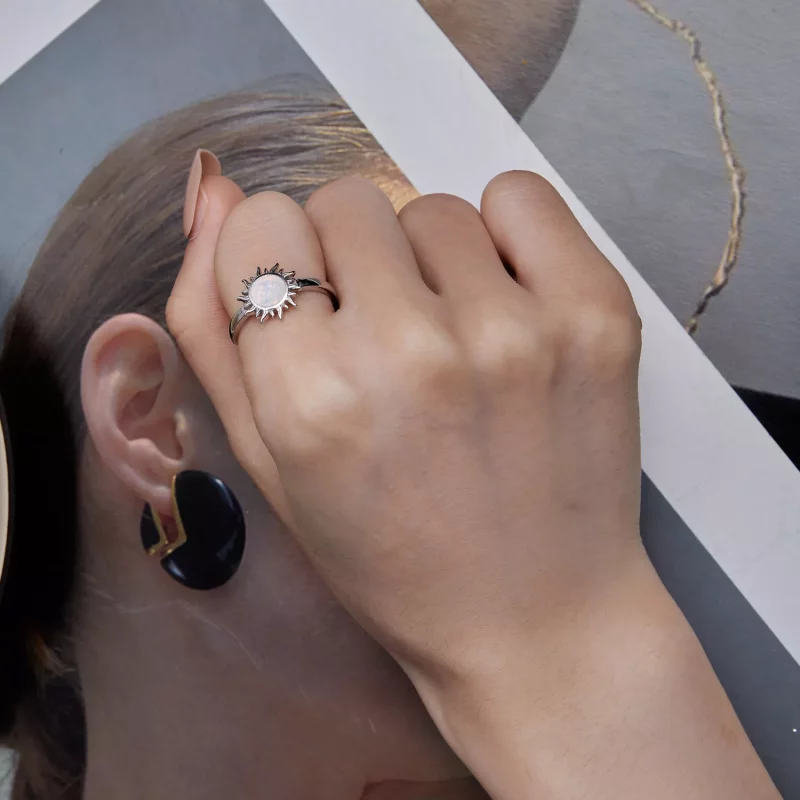 (imagen para) Anillo estilo Pandora con opalos en forma de sol - BSR398 - Ver 7