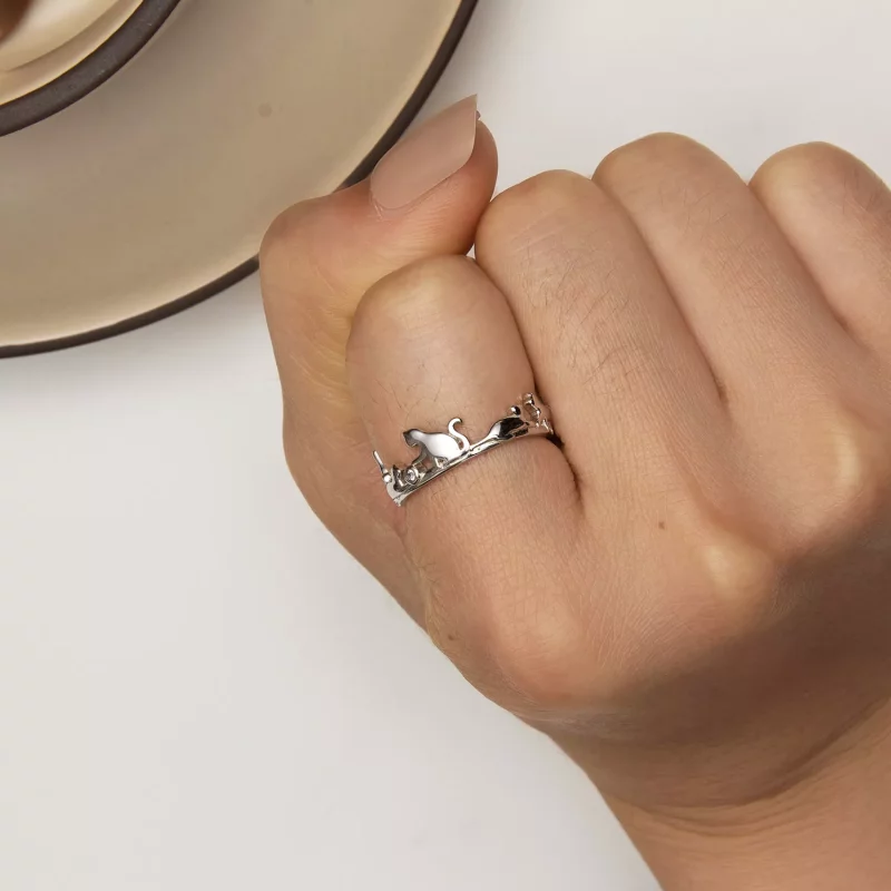 (imagen para) Anillo estilo Pandora de gato - SCR944-E - Ver 2