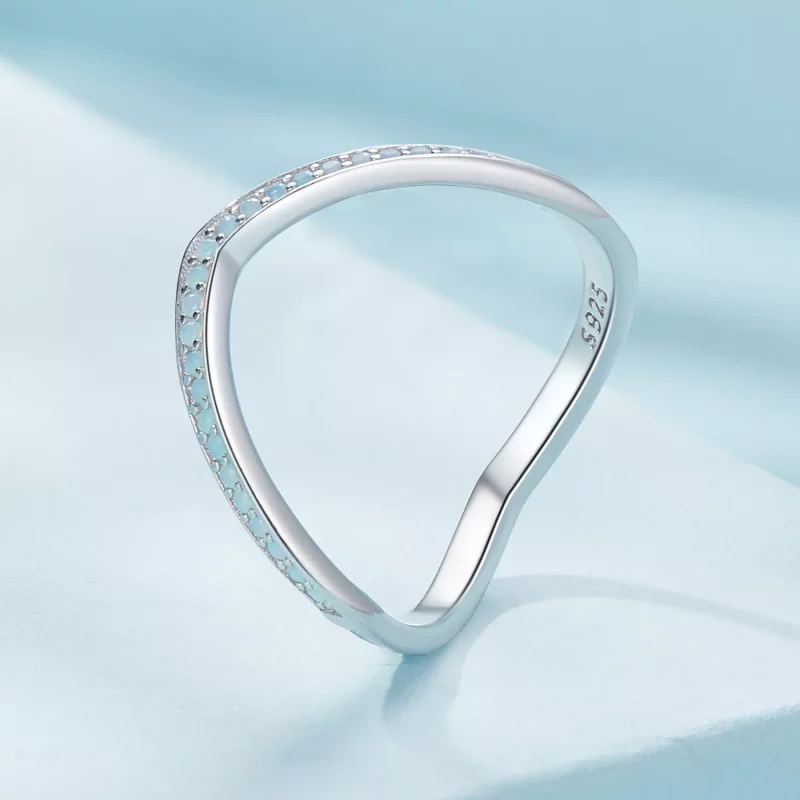 (imagen para) Anillo estilo Pandora de hueso de deseo azul - SCR945-LB - Ver 2