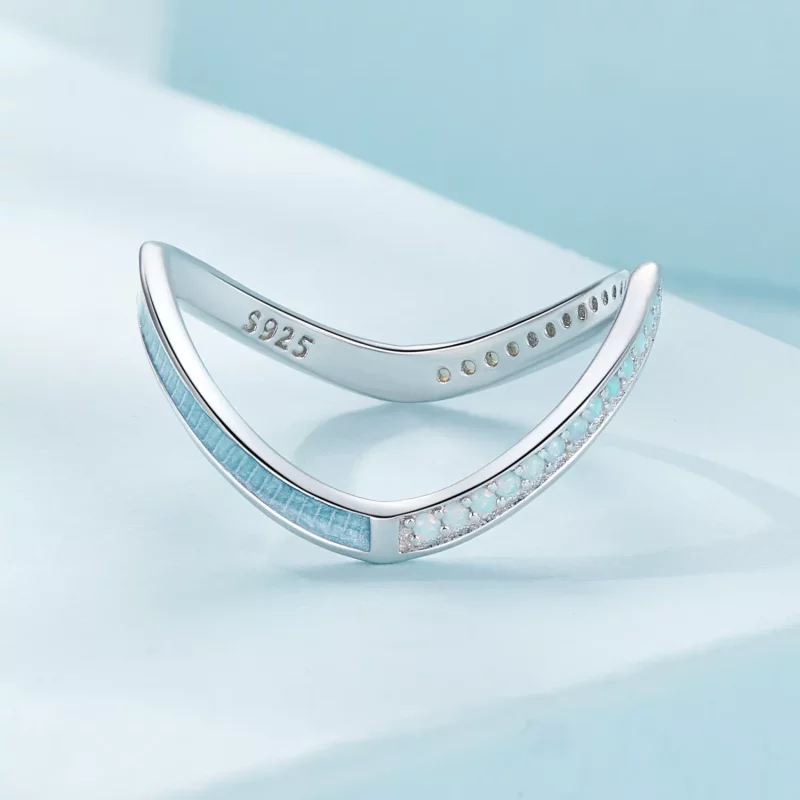 (imagen para) Anillo estilo Pandora de hueso de deseo azul - SCR945-LB - Ver 3