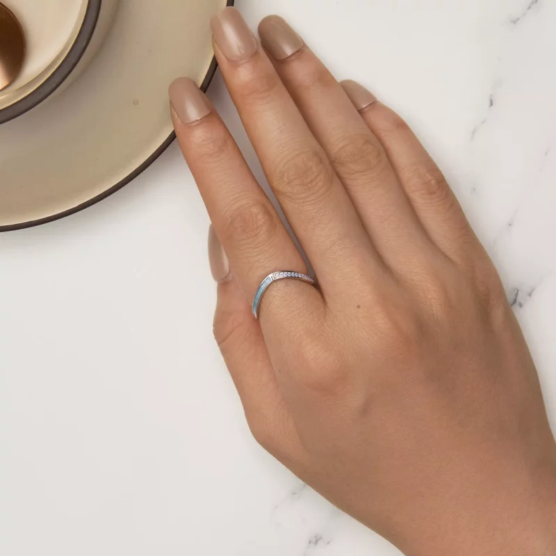 (imagen para) Anillo estilo Pandora de hueso de deseo azul - SCR945-LB - Ver 5