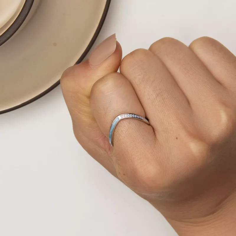 (imagen para) Anillo estilo Pandora de hueso de deseo azul - SCR945-LB - Ver 6
