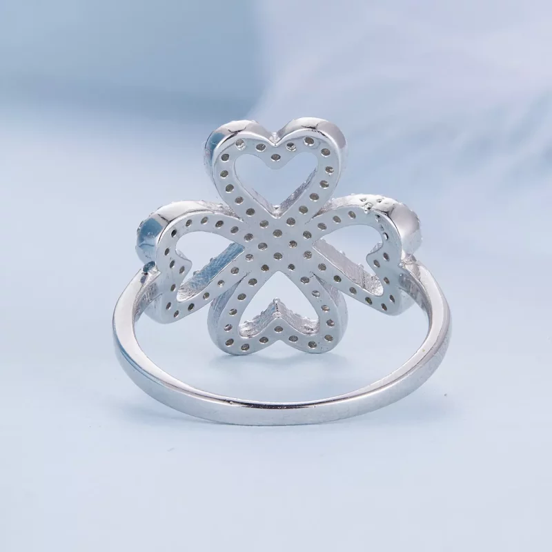 (imagen para) Anillo estilo Pandora de trébol de cuatro hojas - BSR399 - Ver 4