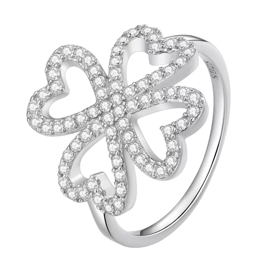 (imagen para) Anillo estilo Pandora de trébol de cuatro hojas - BSR399