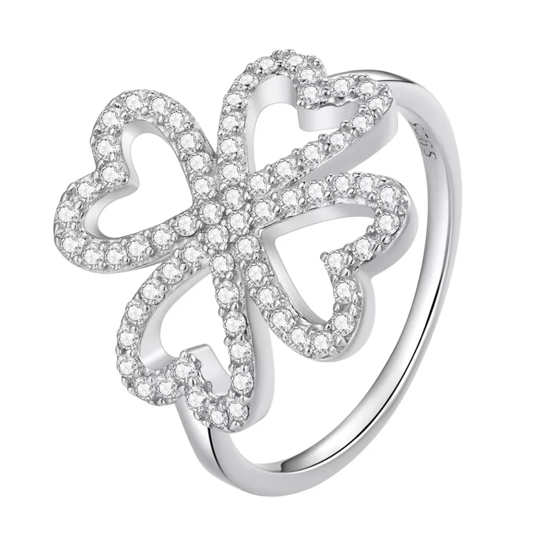 (imagen para) Anillo estilo Pandora de trébol de cuatro hojas - BSR399