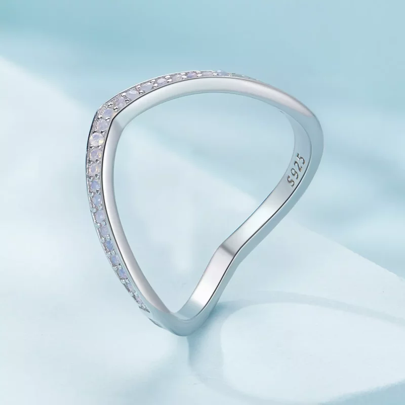 (imagen para) Anillo estilo Pandora en forma de hueso de deseo rosa - SCR945-PK - Ver 2