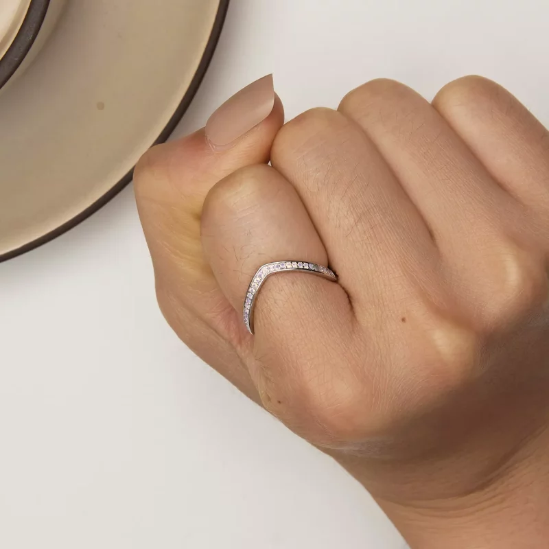 (imagen para) Anillo estilo Pandora en forma de hueso de deseo rosa - SCR945-PK - Ver 6