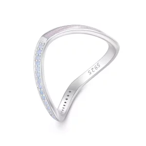 (imagen para) Anillo estilo Pandora en forma de hueso de deseo rosa - SCR945-PK