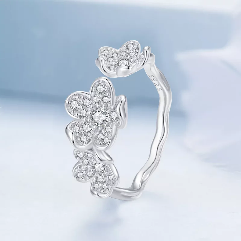 (imagen para) Anillo estilo Pandora lleno de flores - BSR447 - Ver 2