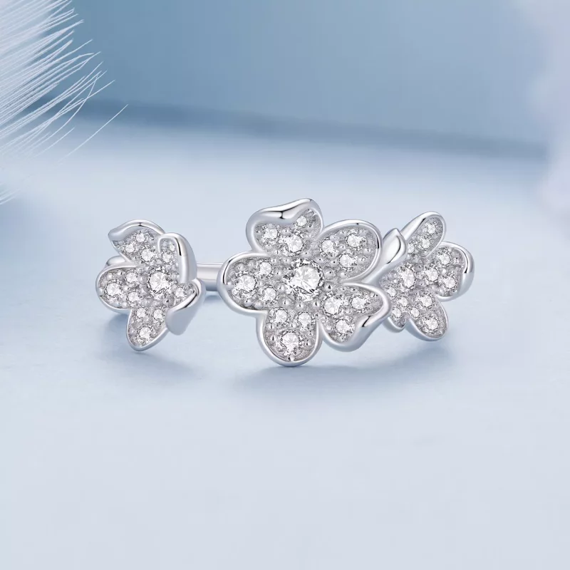 (imagen para) Anillo estilo Pandora lleno de flores - BSR447 - Ver 3