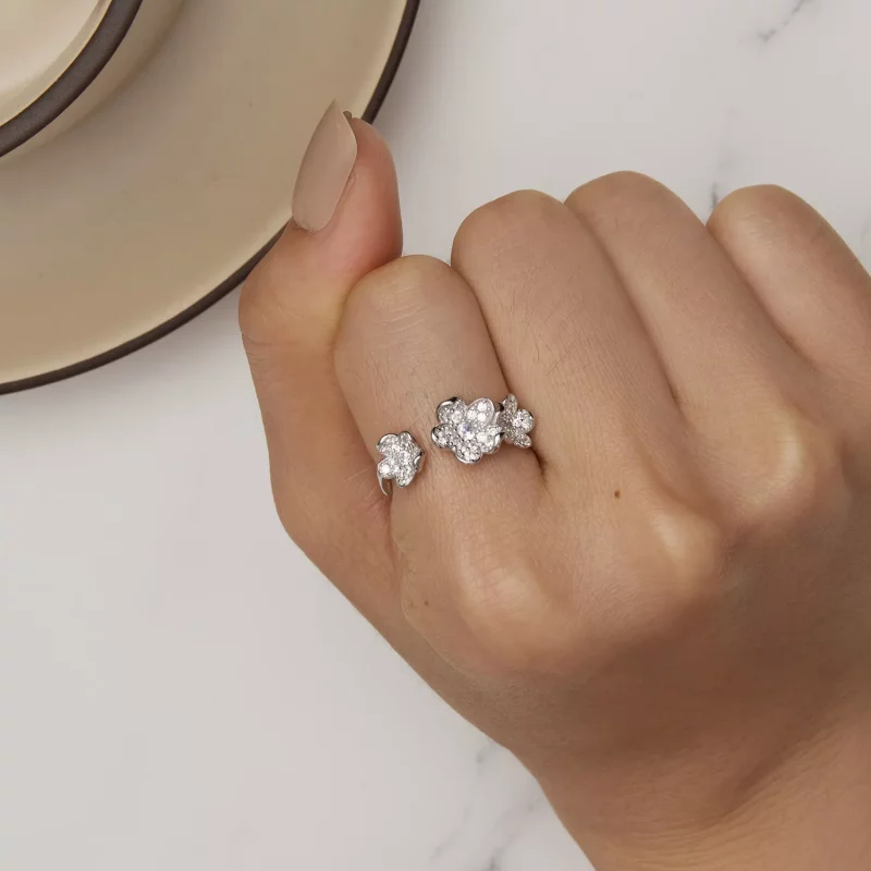 (imagen para) Anillo estilo Pandora lleno de flores - BSR447 - Ver 6